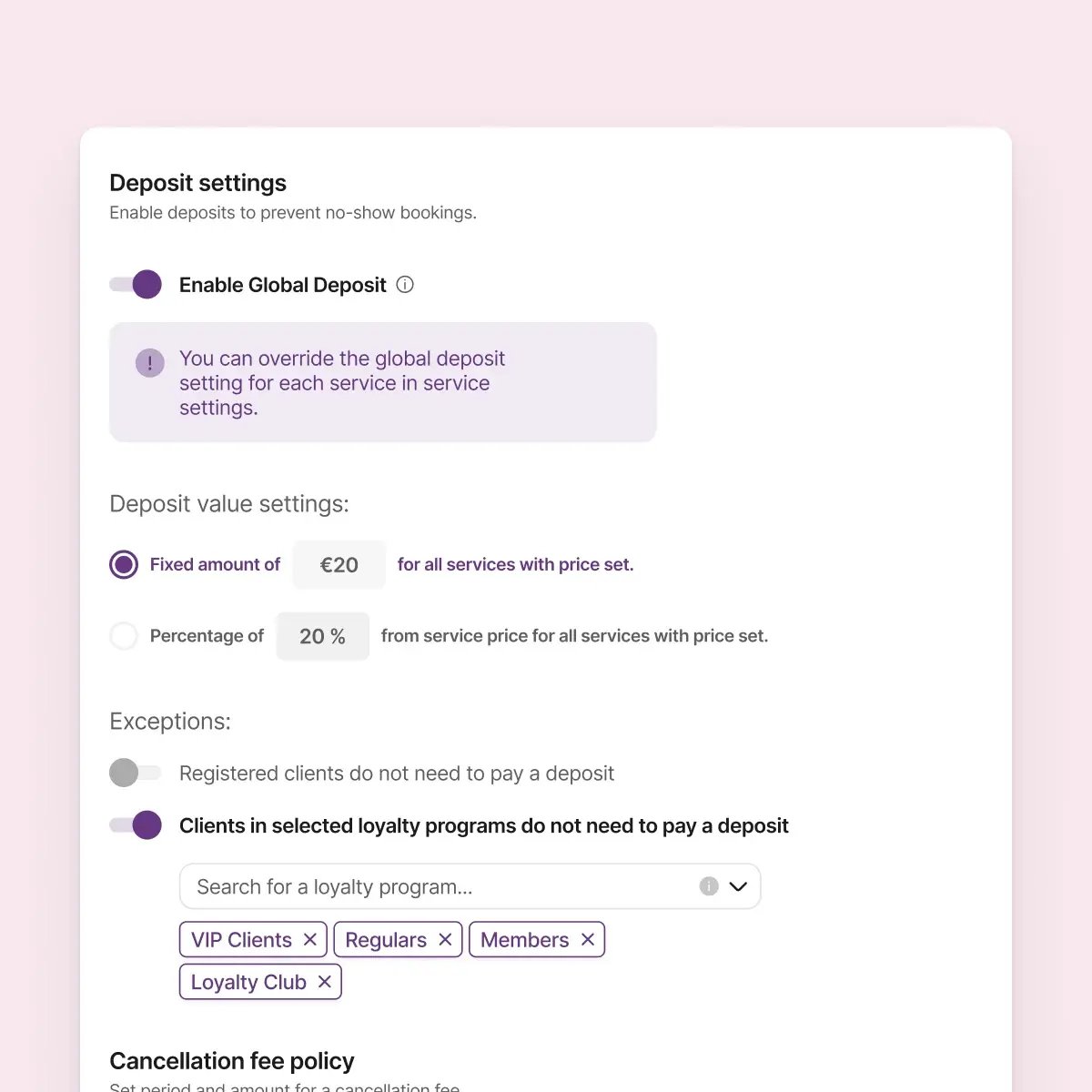 Prepayments and booking deposits